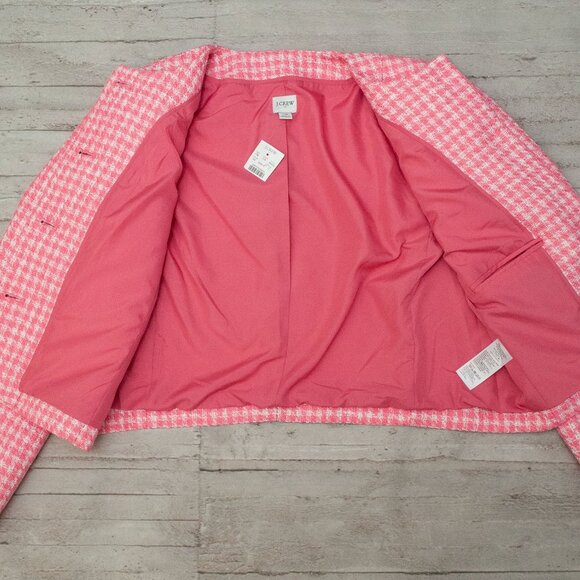 NWT J. Crew Tweed Houndstooth Lady Jacket in Pink Himalayan Spice size 10 - Picture 7 of 12